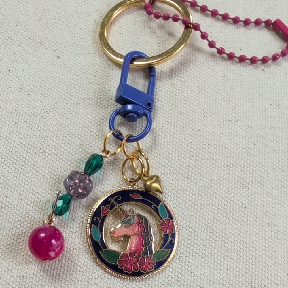 Handmade Jewel Tone Unicorn Charm Keychain *Customize With Your Name*